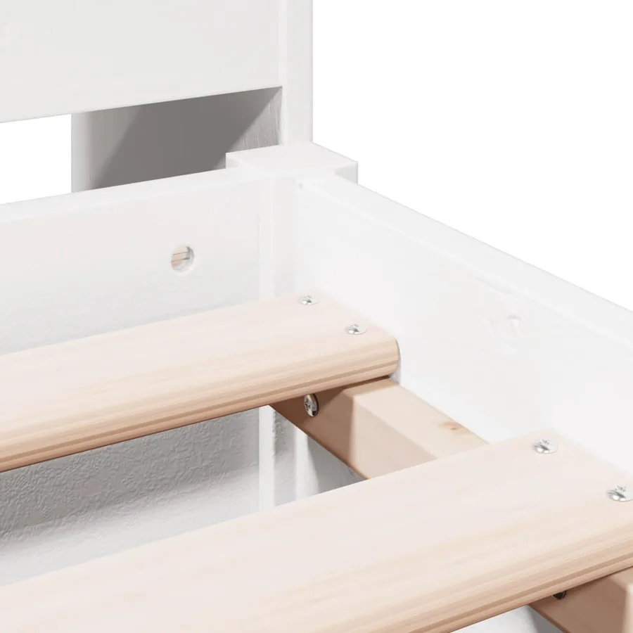 Lit bibliothèque sans matelas blanc 140x200 cm bois pin massif - 9