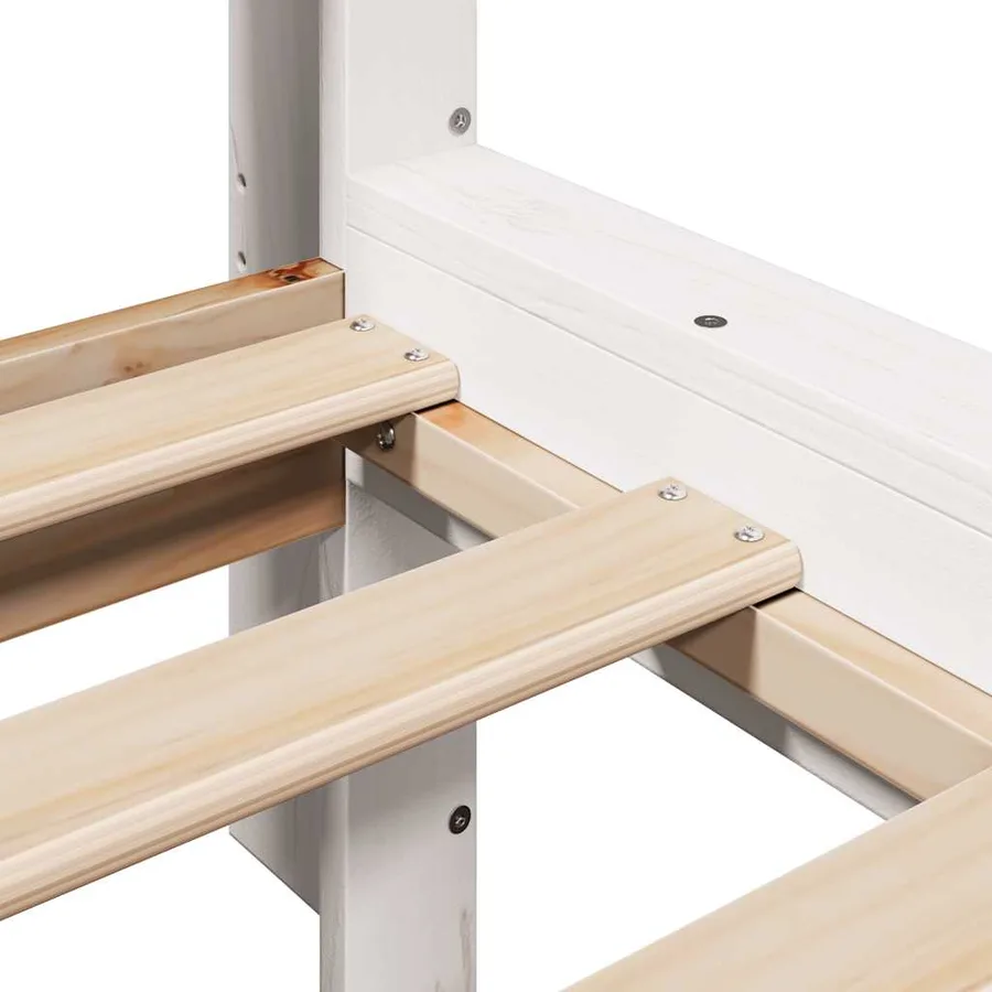 Lit bibliothèque sans matelas blanc 150x200 cm bois pin massif - 10
