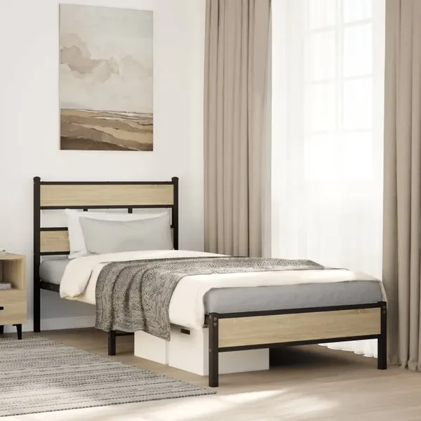 Cadre de lit sans matelas chêne sonoma 100x190 cm