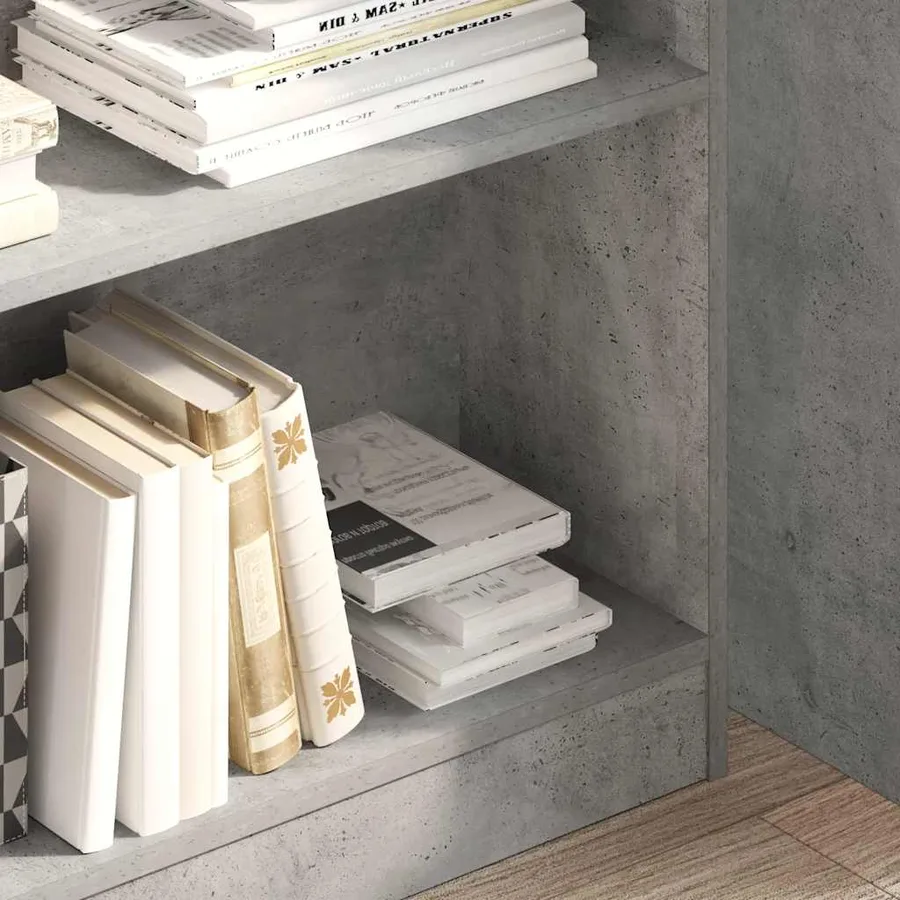 Bibliothèque gris béton 80x24x109 cm bois d'ingénierie - 3