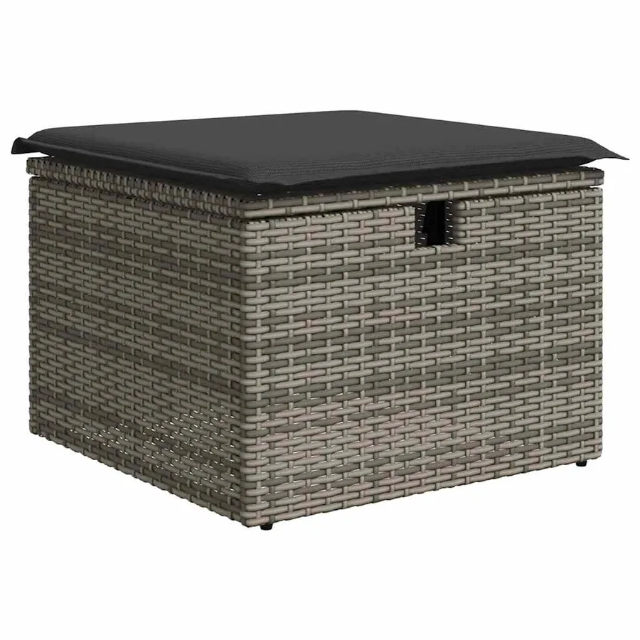 Salon de jardin 11 pcs avec coussins gris résine tressée - 6