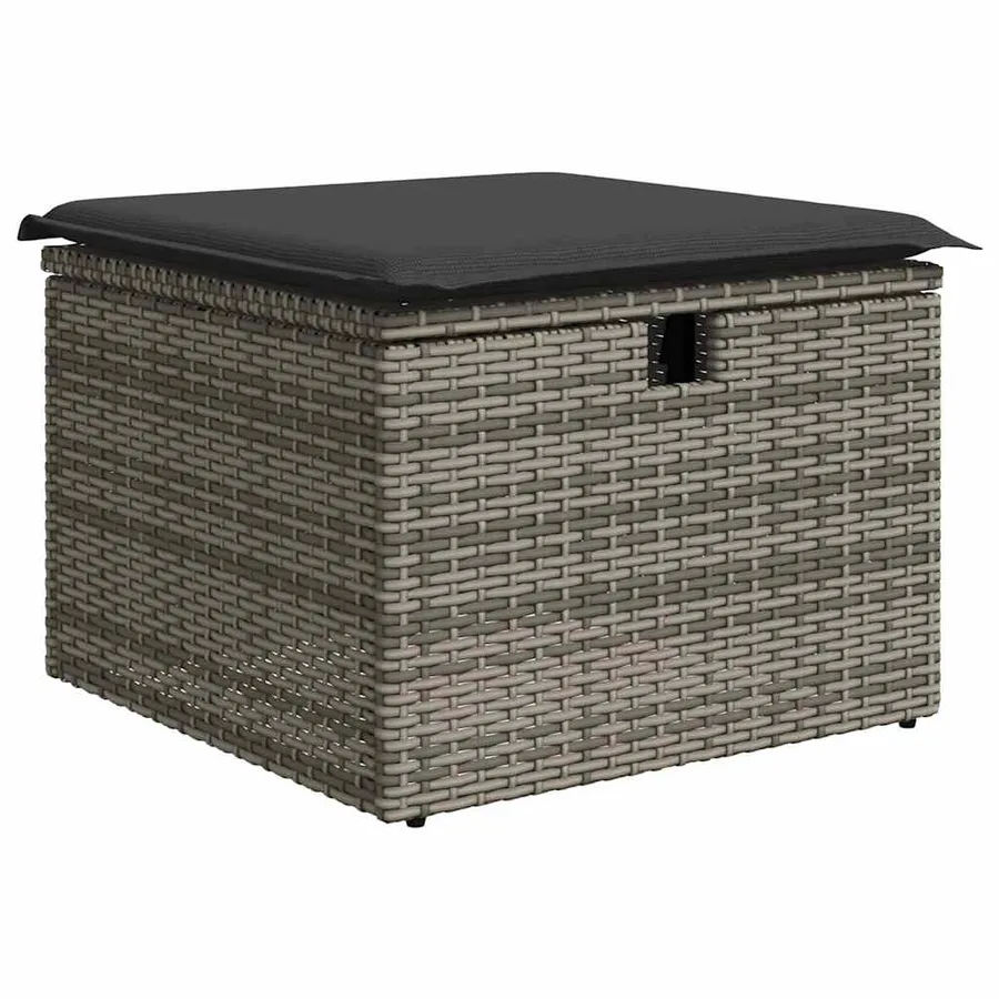 Salon de jardin 9 pcs avec coussins gris résine tressée - 6