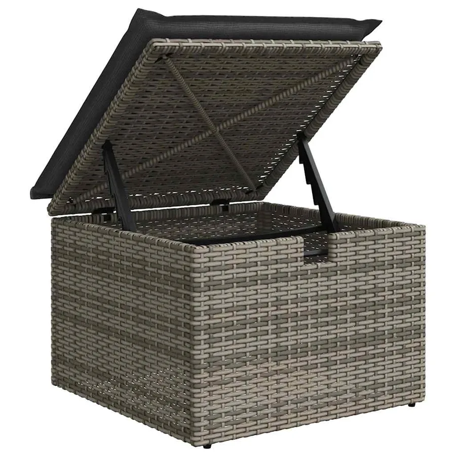 Salon de jardin 9 pcs avec coussins gris résine tressée - 11