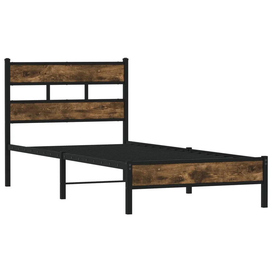 Cadre de lit sans matelas avec tête de lit chêne fumé 90x200 cm - 3