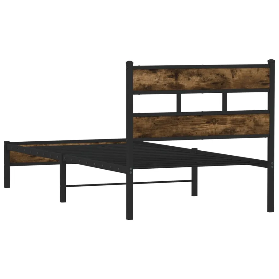 Cadre de lit sans matelas avec tête de lit chêne fumé 90x200 cm - 6