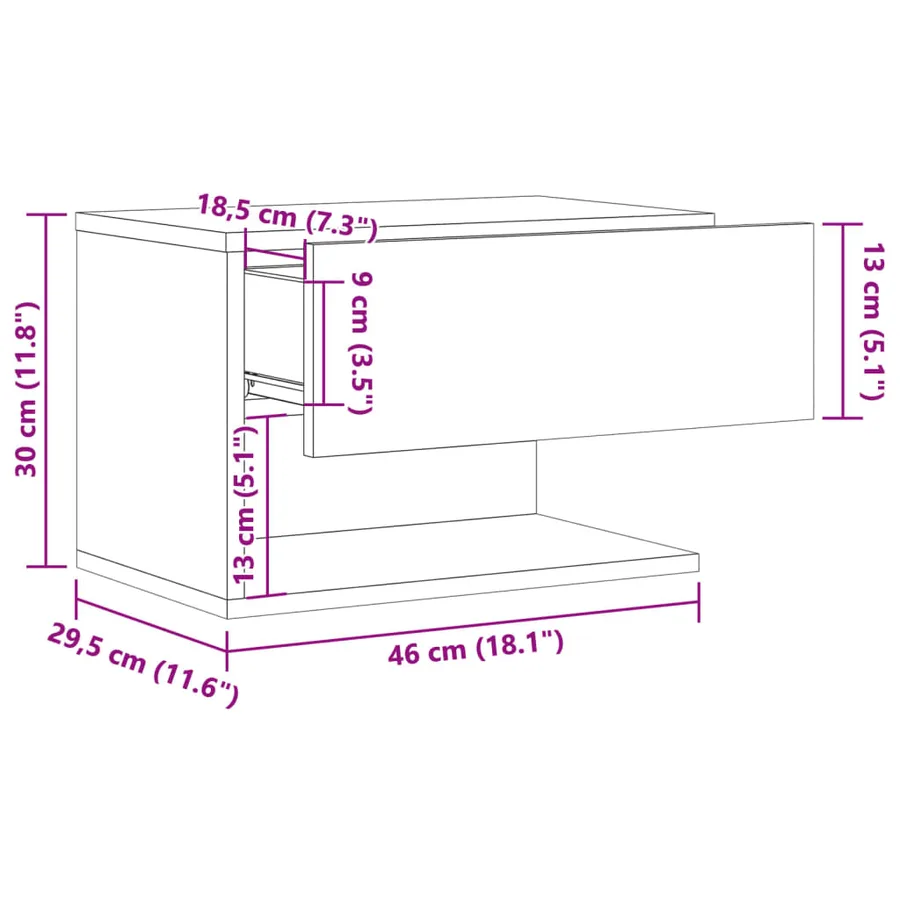 Tables de chevet murales 2 pcs vieux bois - 12