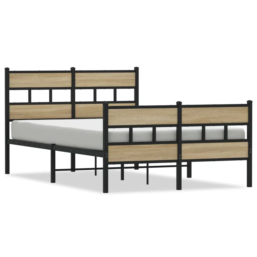 Cadre de lit en métal sans matelas chêne sonoma 120x200 cm - 2