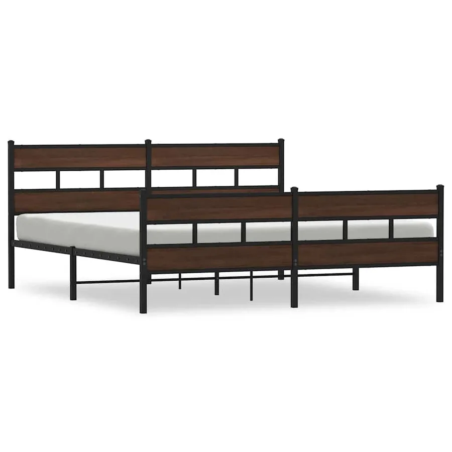 Cadre de lit en métal sans matelas chêne marron 200x200 cm - 2