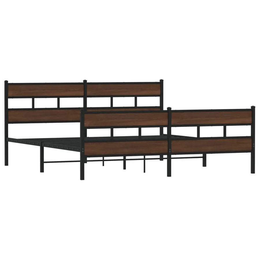 Cadre de lit en métal sans matelas chêne marron 200x200 cm - 3