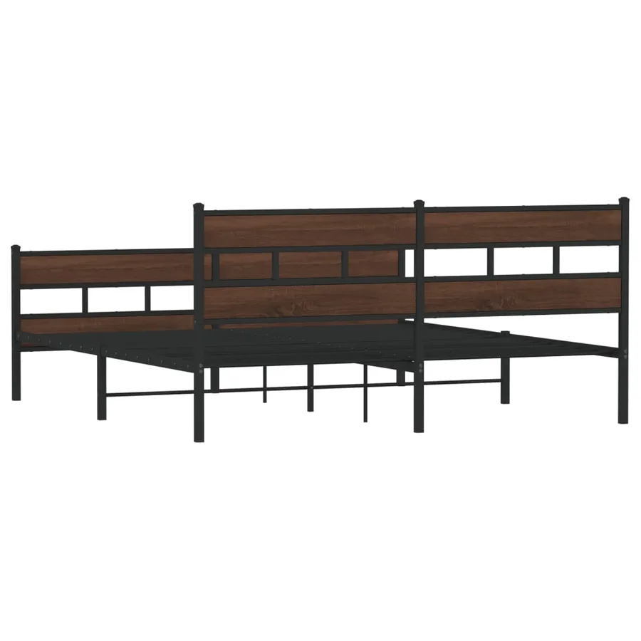 Cadre de lit en métal sans matelas chêne marron 200x200 cm - 6