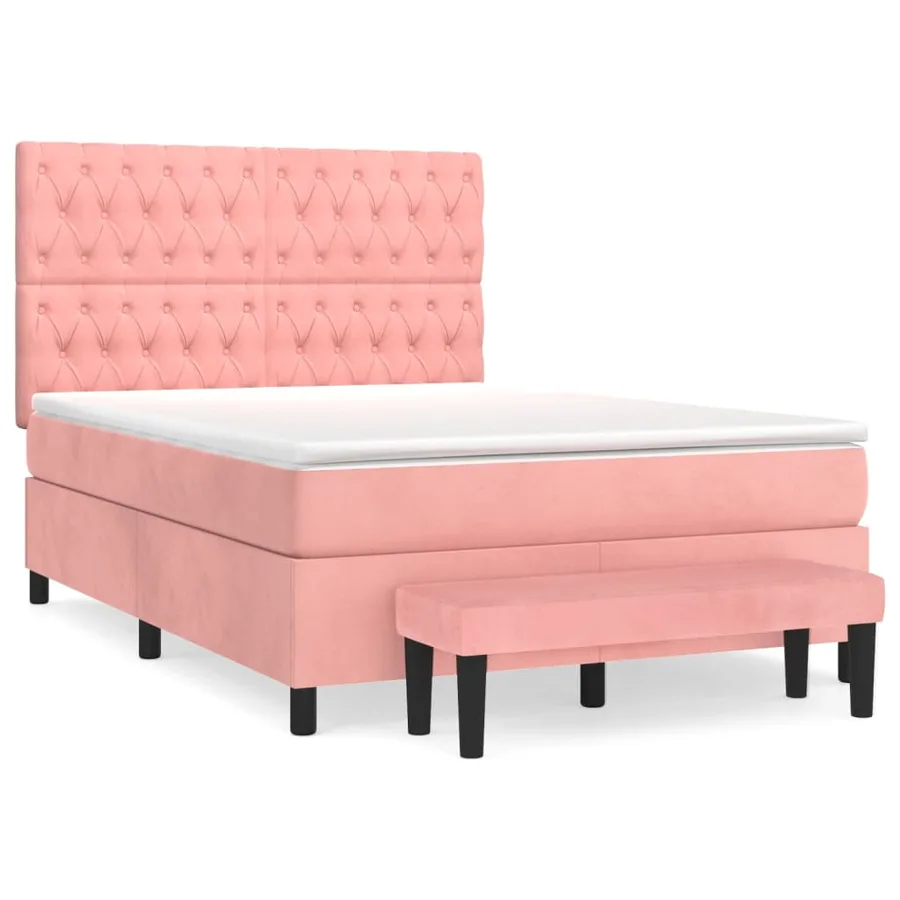 Sommier à lattes de lit avec matelas Rose 140x190 cm Velours - 2