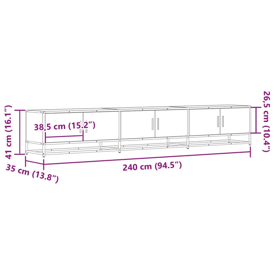 Meuble TV chêne sonoma 240x35x41 cm bois d'ingénierie - 10