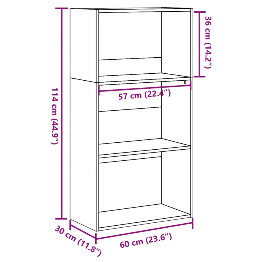 Bibliothèque blanc 60x30x114 cm bois d'ingénierie - 9