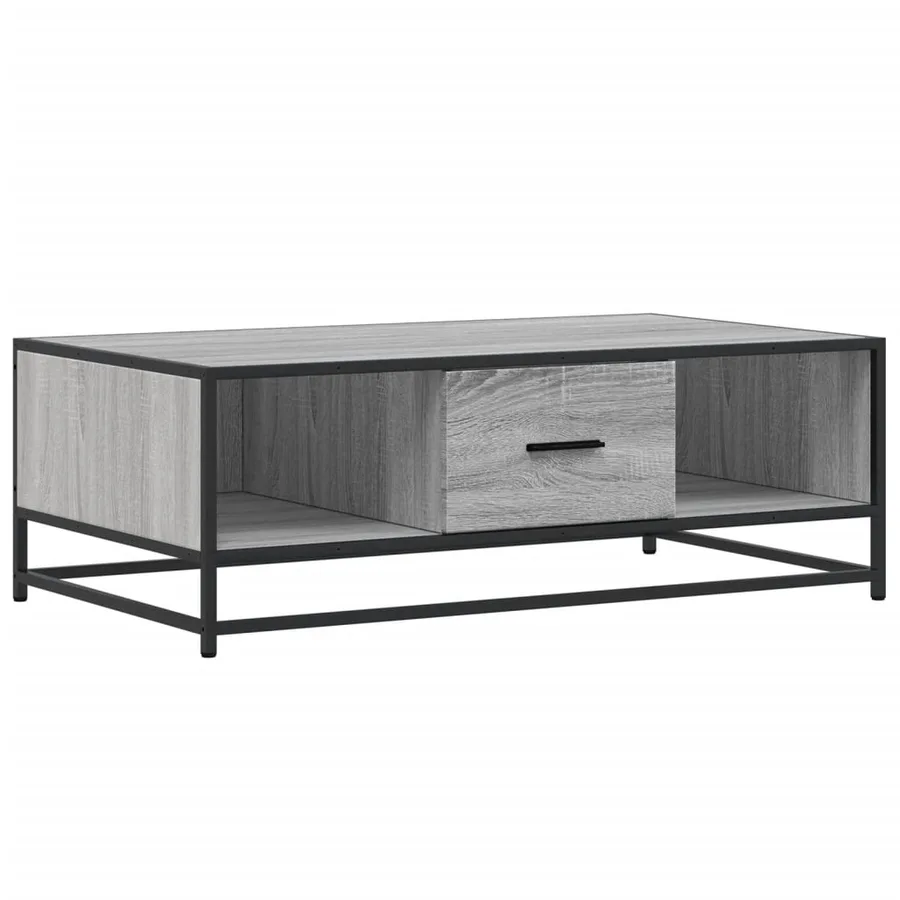 Table basse sonoma gris 100x57x35 cm bois d'ingénierie et métal - 2