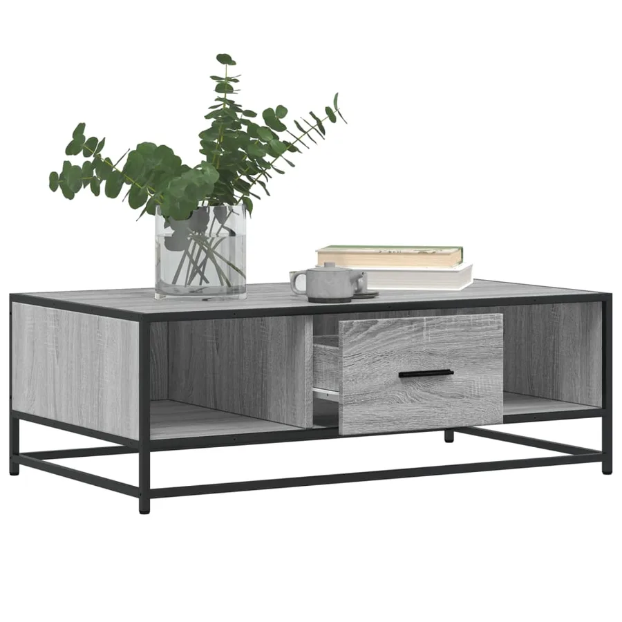Table basse sonoma gris 100x57x35 cm bois d'ingénierie et métal - 4