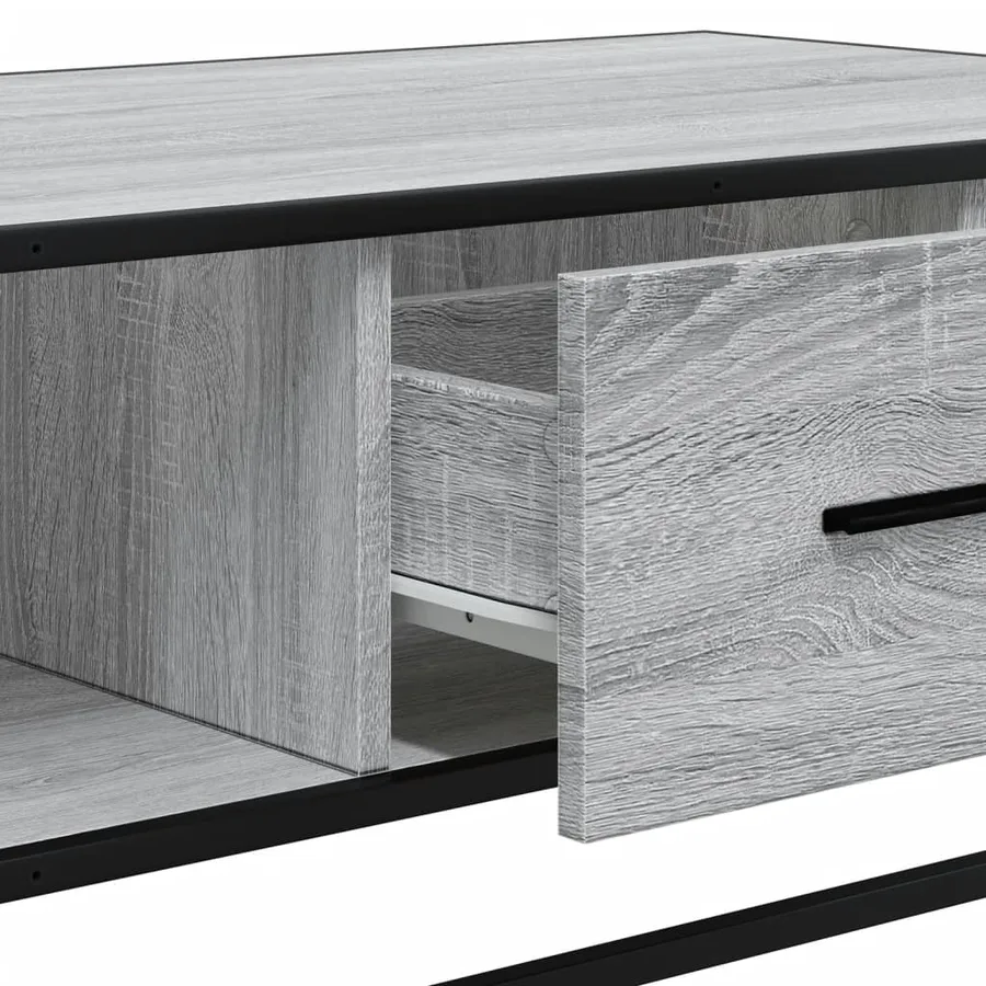 Table basse sonoma gris 100x57x35 cm bois d'ingénierie et métal - 9