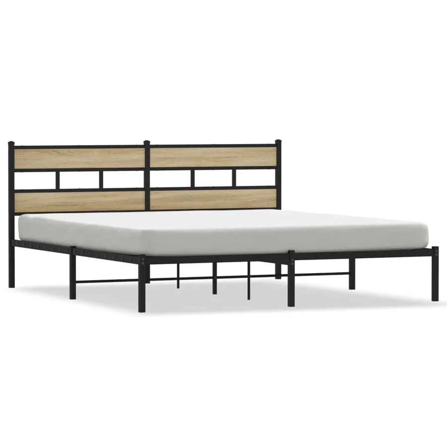 Cadre de lit en métal sans matelas chêne sonoma 183x213 cm - 2