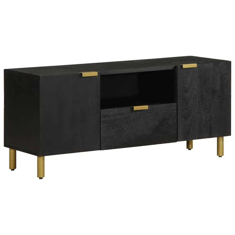 Meuble TV noir 105x33x46 cm bois d'ingénierie