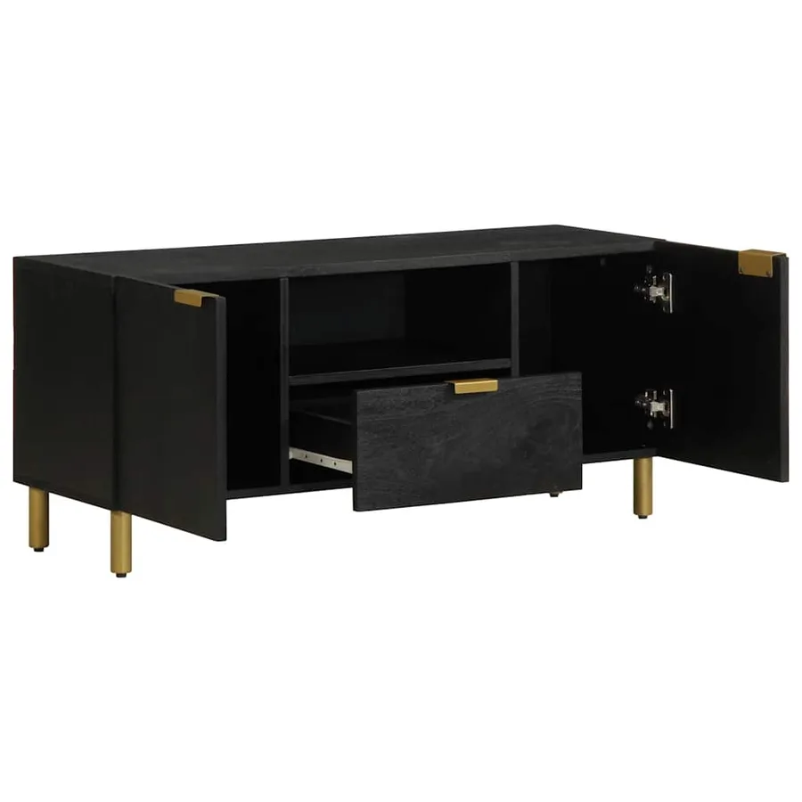 Meuble TV noir 105x33x46 cm bois d'ingénierie - 2