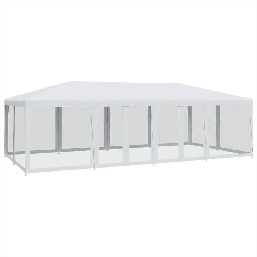 Tente de fête avec 12parois latérales en maille blanc 8x4m PEHD - 2