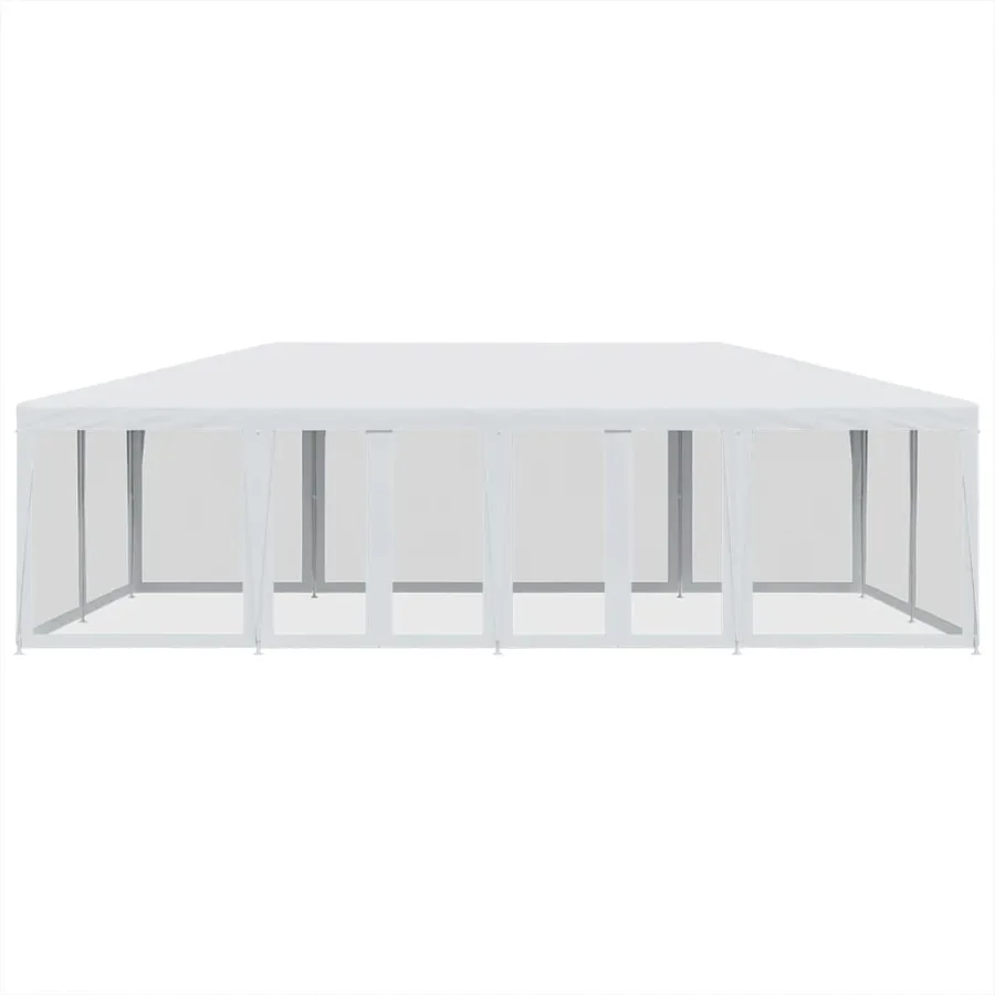 Tente de fête avec 12parois latérales en maille blanc 8x4m PEHD - 3