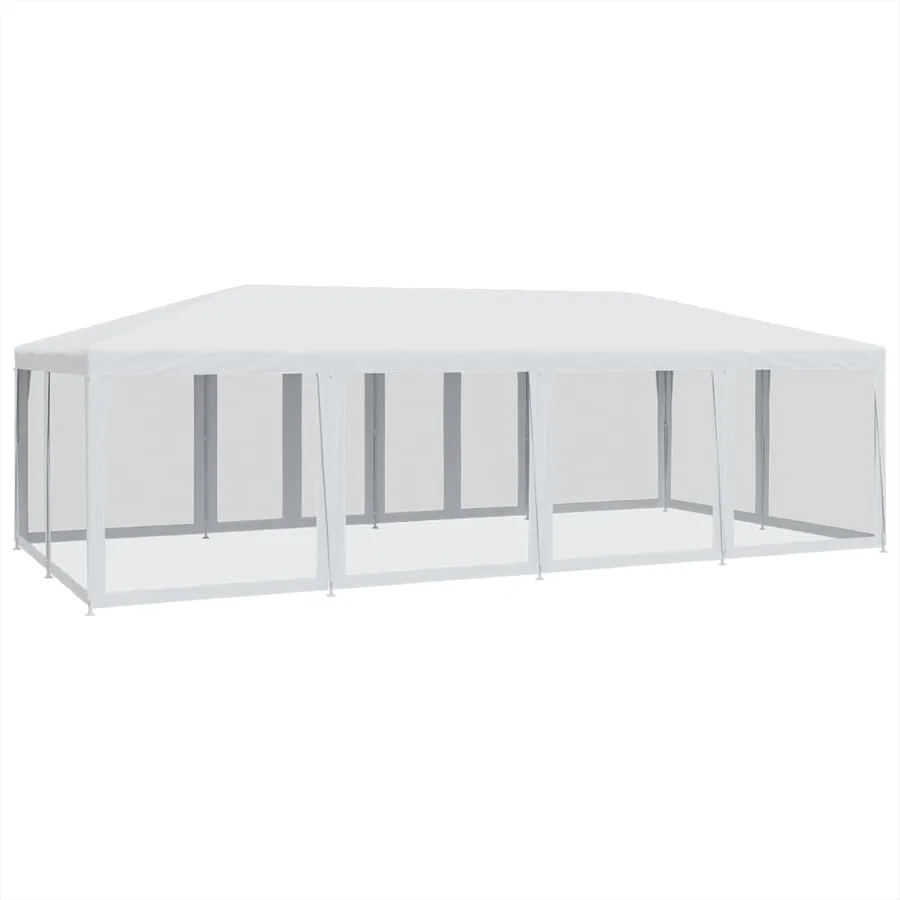 Tente de fête avec 12parois latérales en maille blanc 8x4m PEHD - 5