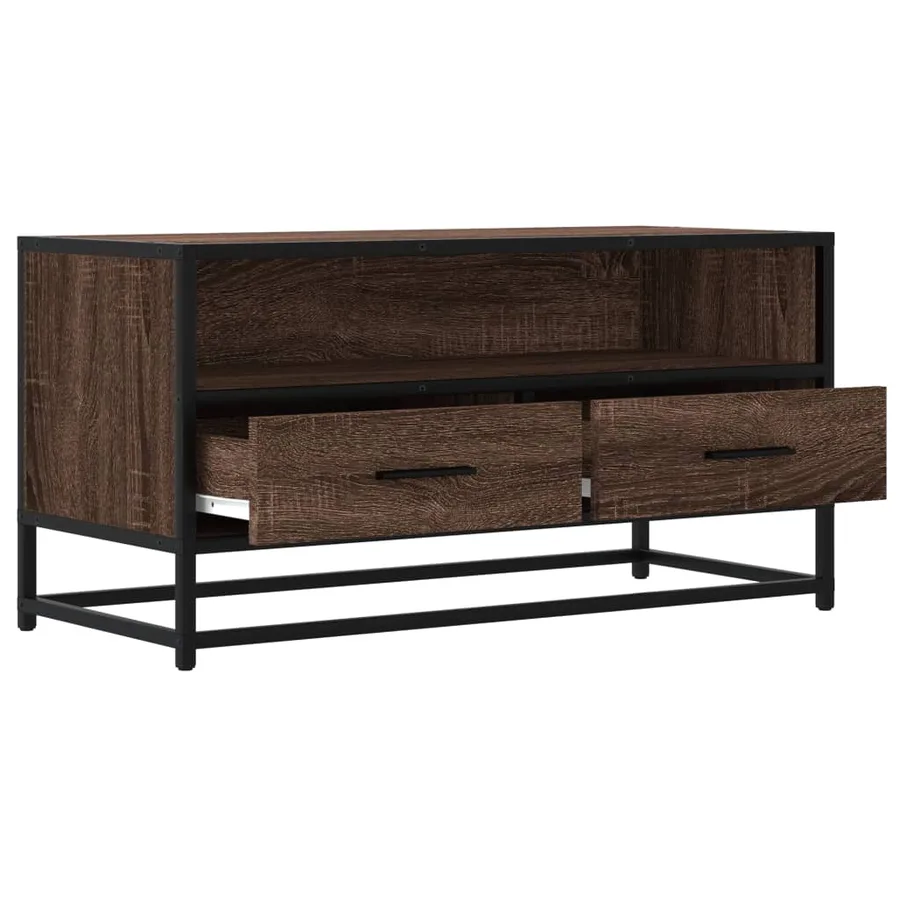 Meuble TV chêne marron 80x34,5x40 cm bois d'ingénierie et métal - 7