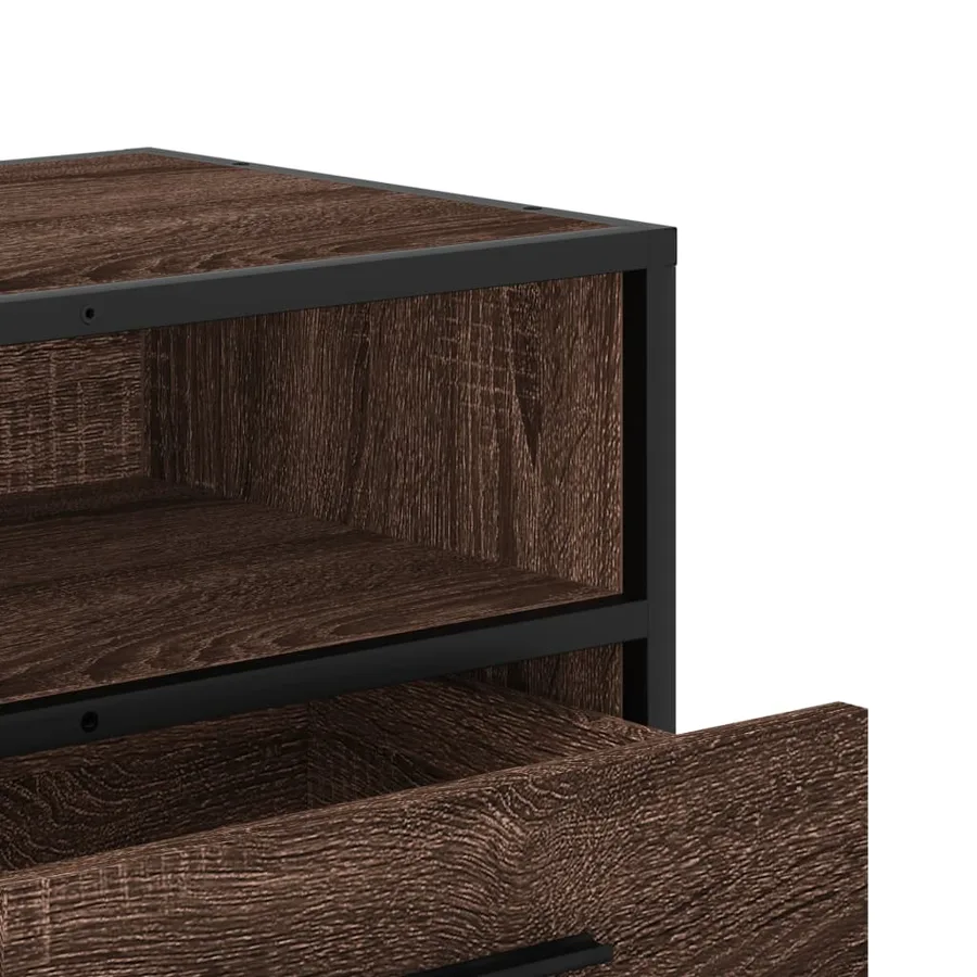 Meuble TV chêne marron 80x34,5x40 cm bois d'ingénierie et métal - 8