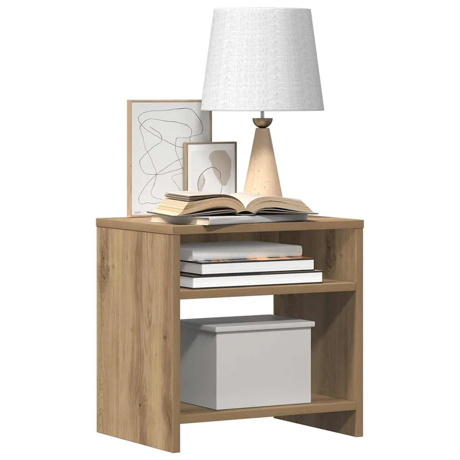 Table de chevet chêne artisanal 40x30x40 cm bois d'ingénierie - 4