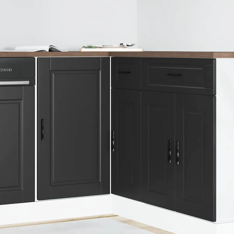 Meuble bas de cuisine « Porto » en bois d'ingénierie noir