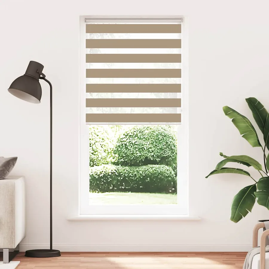 Store zèbre marron sable largeur du tissu 95,9 cm polyester - 2