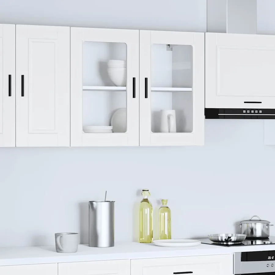 Armoire murale de cuisine avec porte en verre Porto blanc