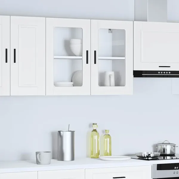 Armoire murale de cuisine avec porte en verre Porto blanc