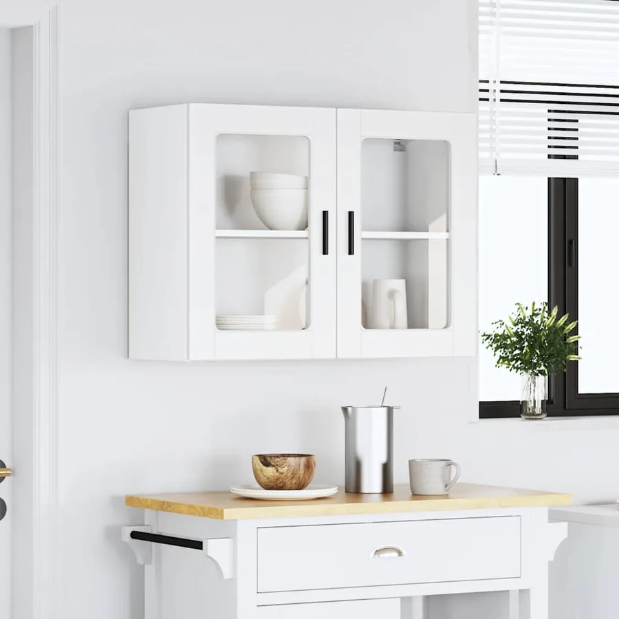 Armoire murale de cuisine avec porte en verre Porto blanc - 3