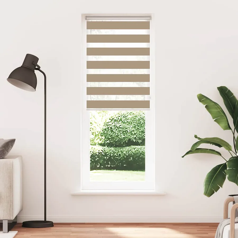 Store zèbre marron sable largeur du tissu 85,9 cm polyester - 2