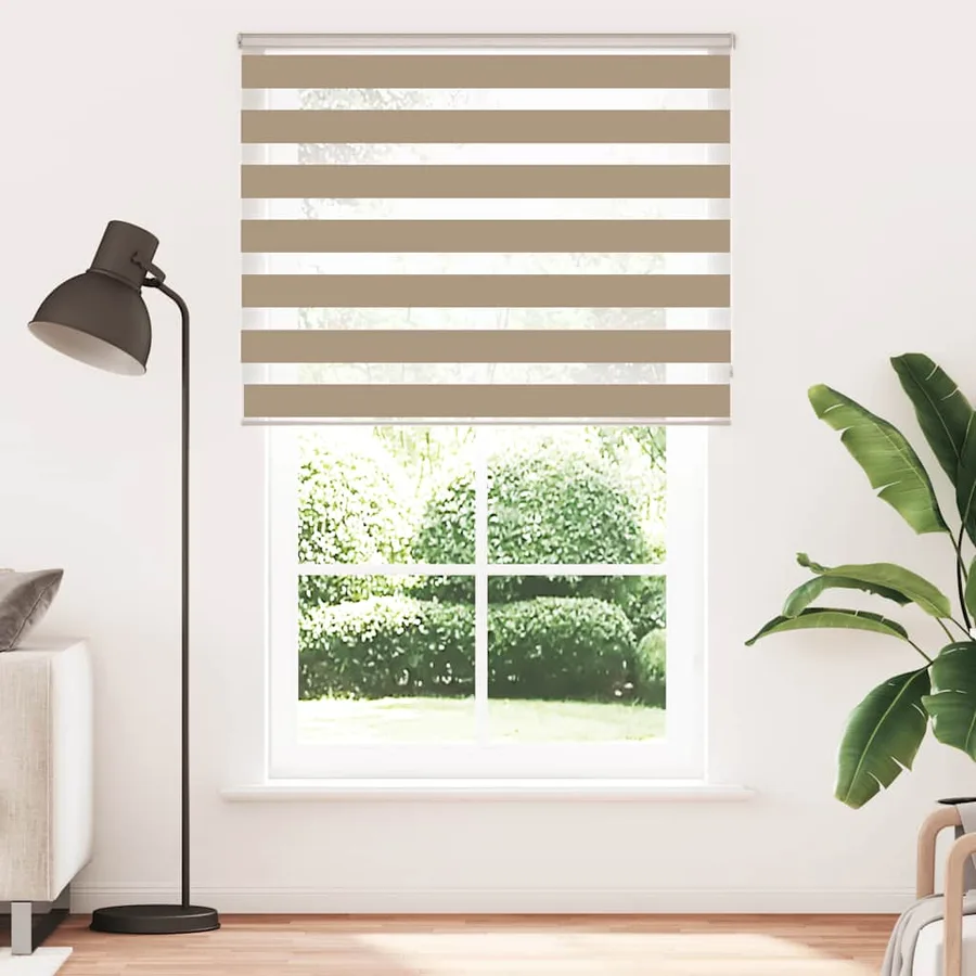 Store zèbre marron sable largeur du tissu 145,9 cm polyester - 2