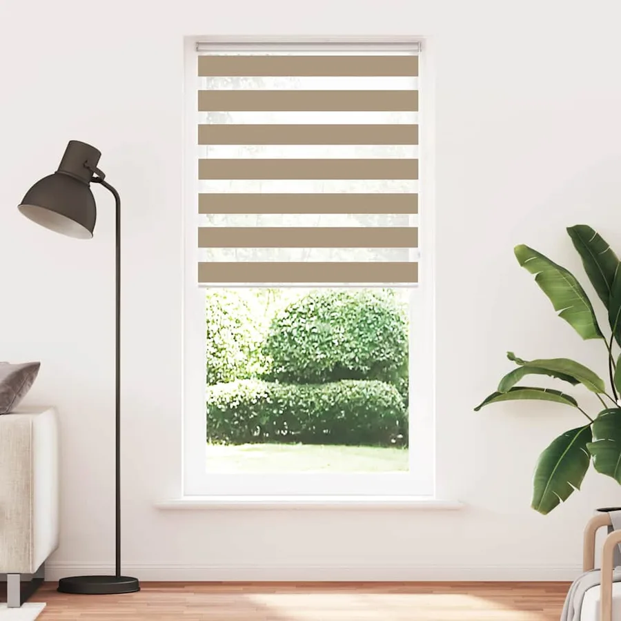 Store zèbre marron sable largeur du tissu 110,9 cm polyester - 2
