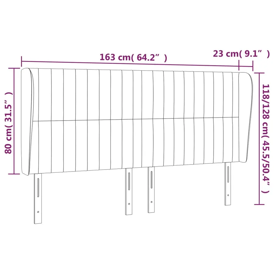Tête de lit avec oreilles Taupe 163x23x118/128 cm Tissu - 9