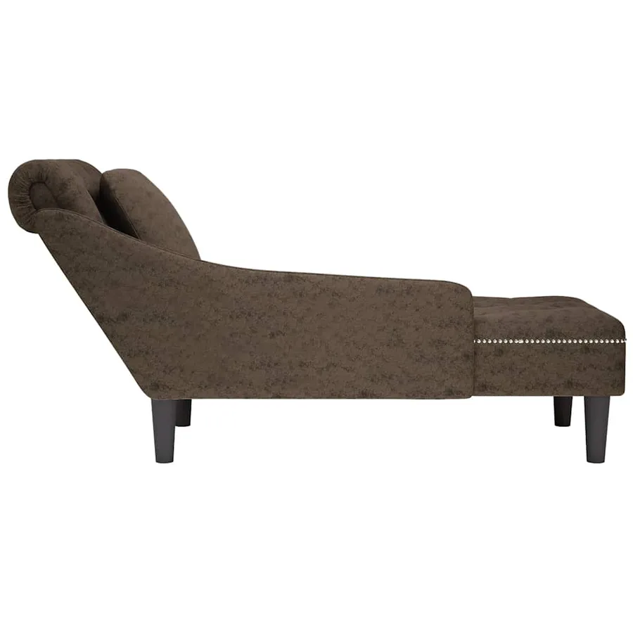Fauteuil long et coussin/accoudoir droit gris foncé similicuir - 5