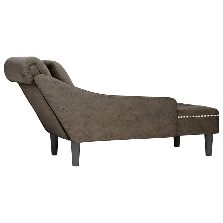 Fauteuil long et coussin/accoudoir droit gris foncé similicuir - 6