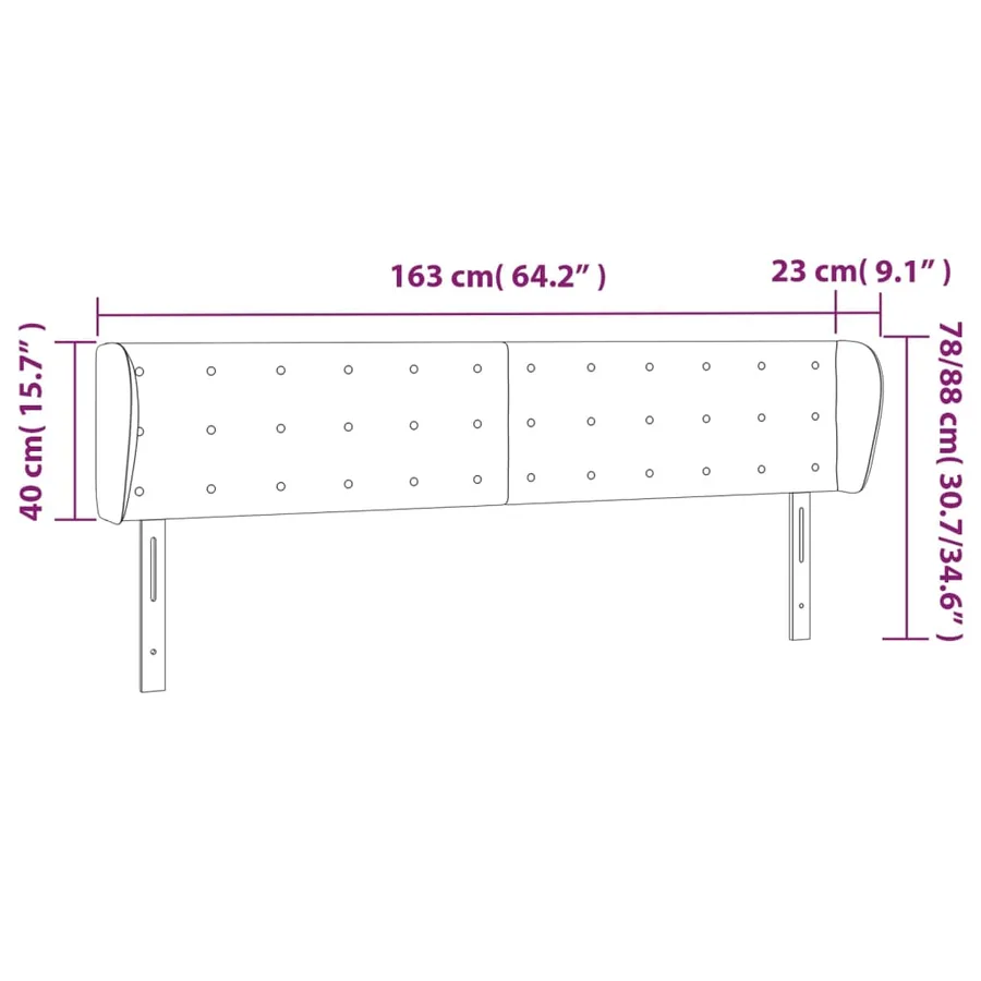 Tête de lit avec oreilles Taupe 163x23x78/88 cm Tissu - 9