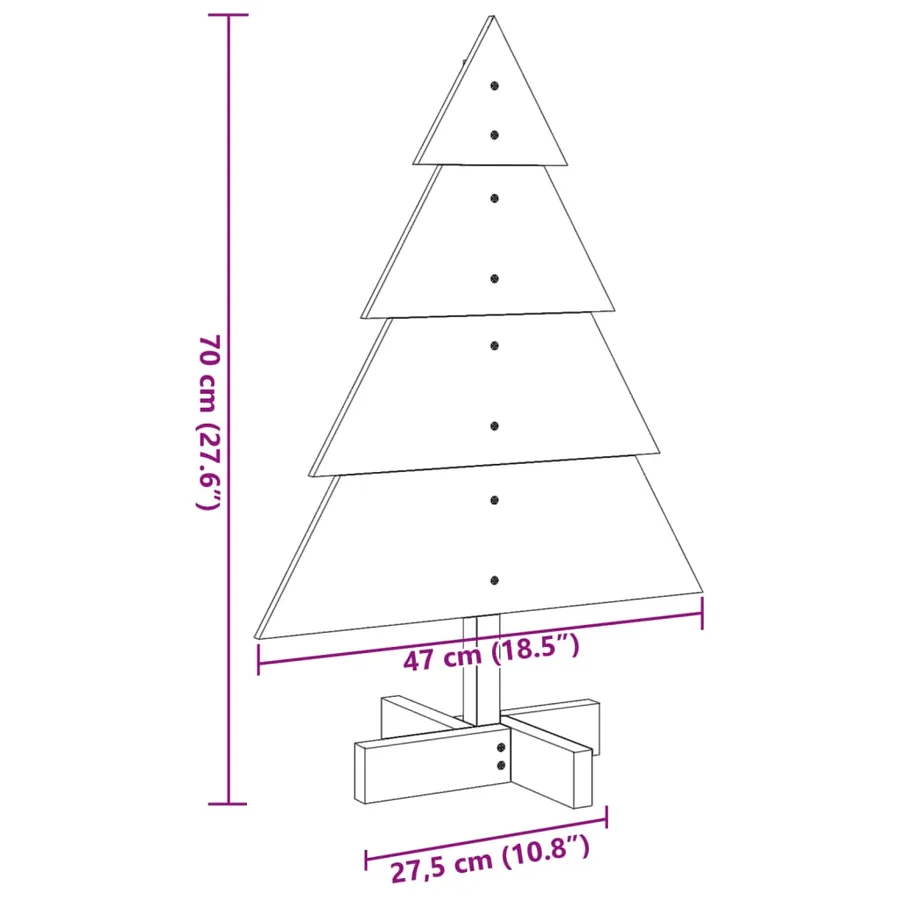 Arbre de Noël en bois pour décoration 70 cm bois massif - 8