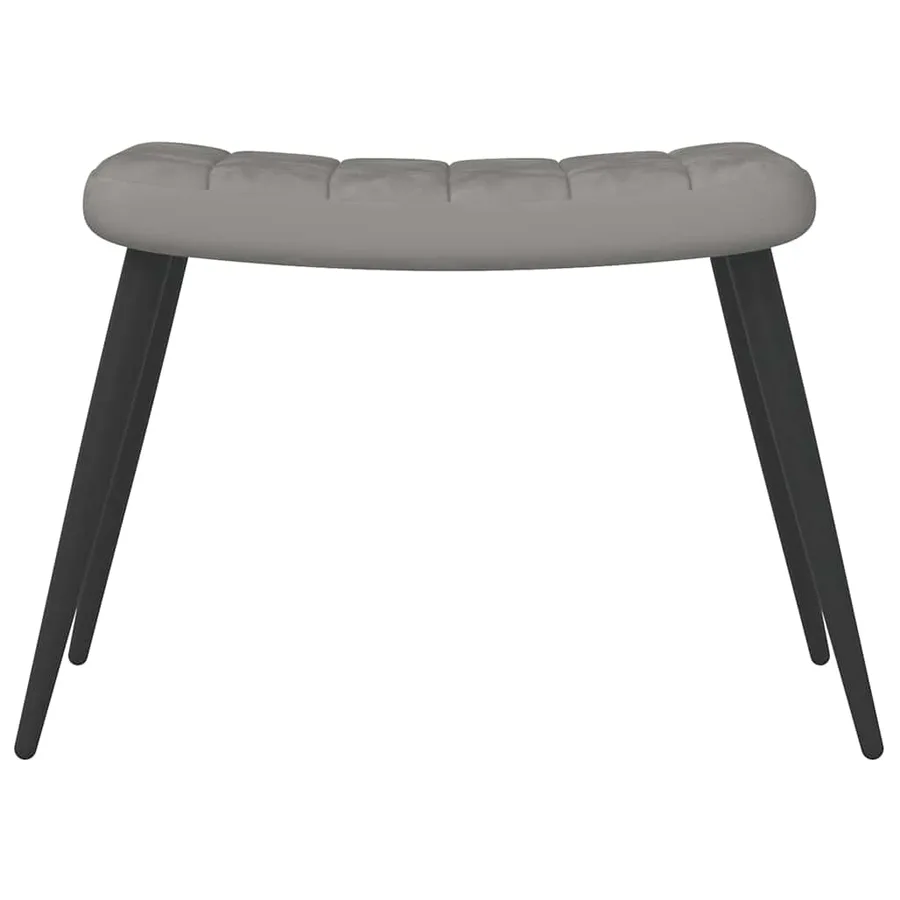 Chaise de relaxation avec repose-pied Gris clair Velours - 8