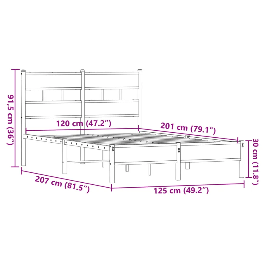 Cadre de lit sans matelas chêne marron 120x200 cm - 9