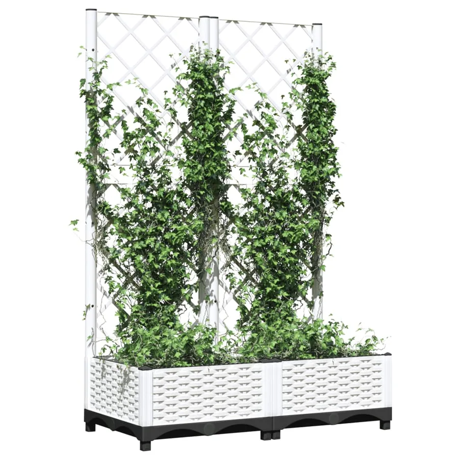 Jardinière avec treillis Blanc 80x40x121,5 cm PP - 7