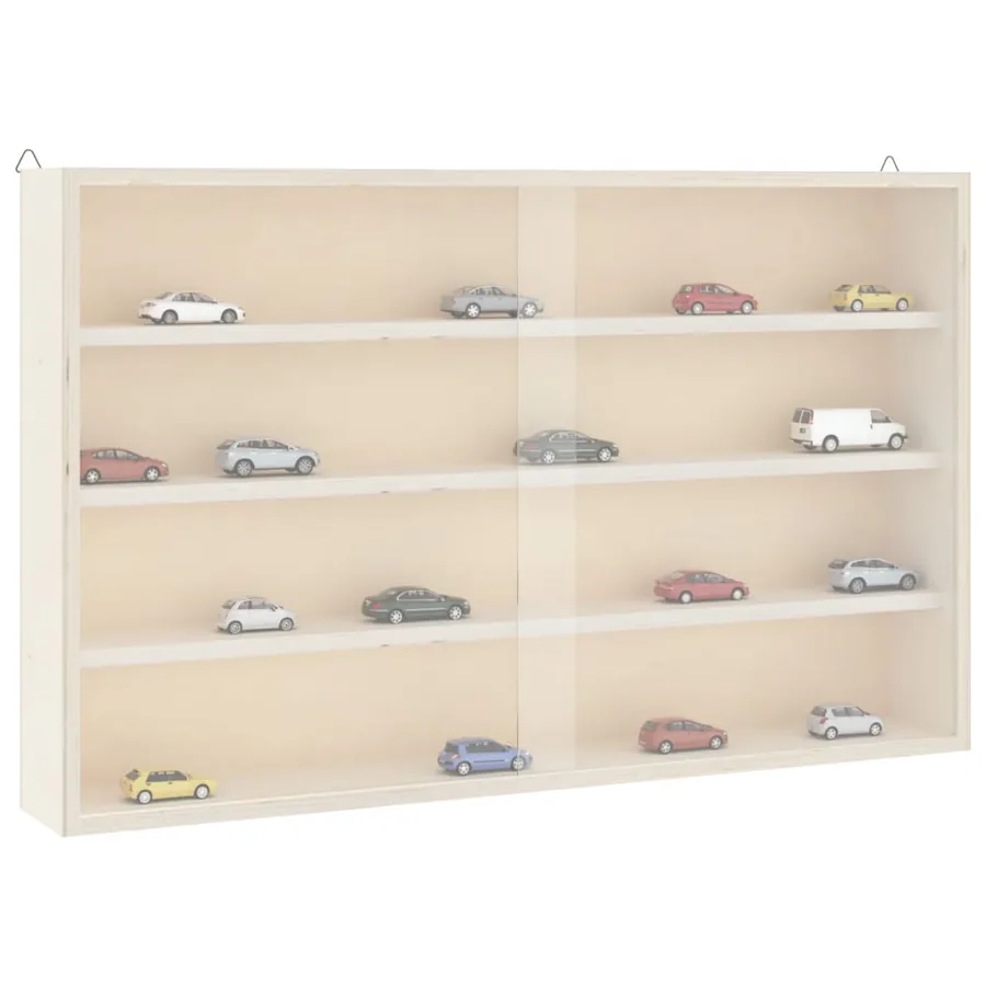 Vitrine de collection en bois avec portes 60 x 8,5 x 37 cm