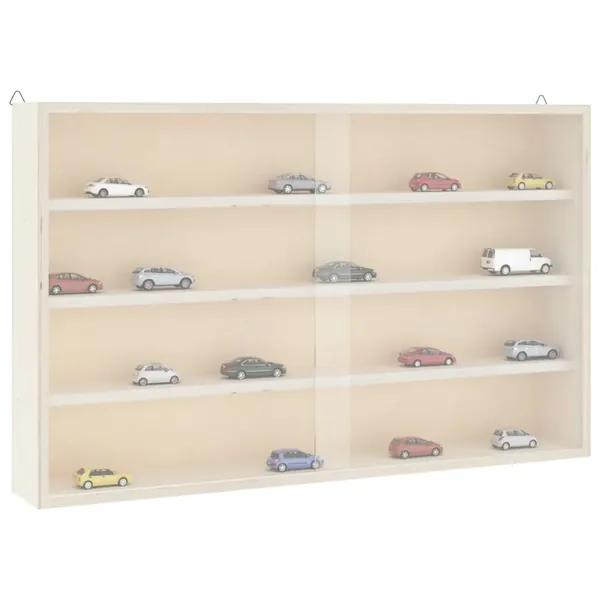 Vitrine de collection en bois avec portes 60 x 8,5 x 37 cm