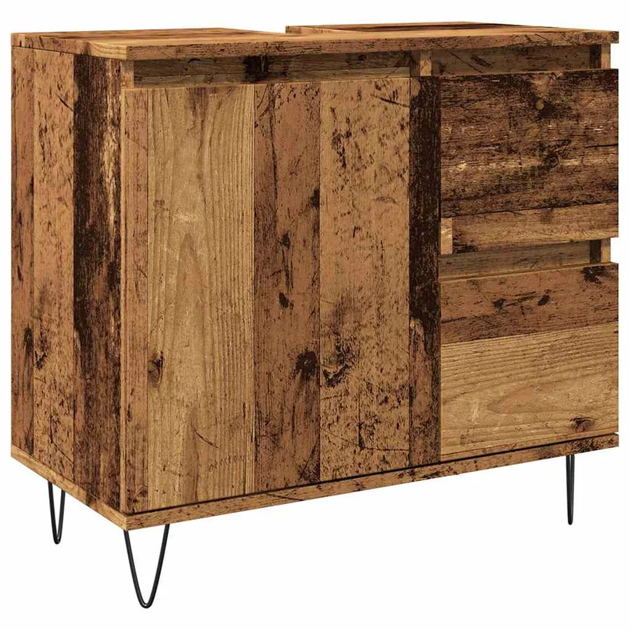 Armoire de lavabo de salle de bain vieux bois 65x33x60 cm - 2