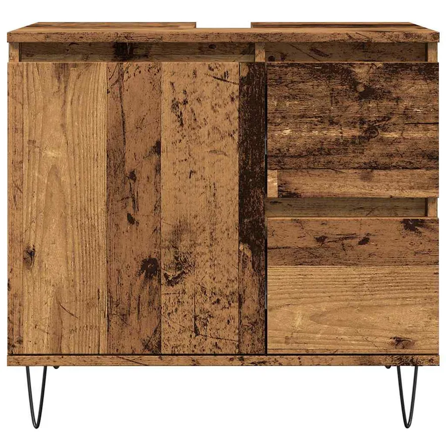 Armoire de lavabo de salle de bain vieux bois 65x33x60 cm - 4