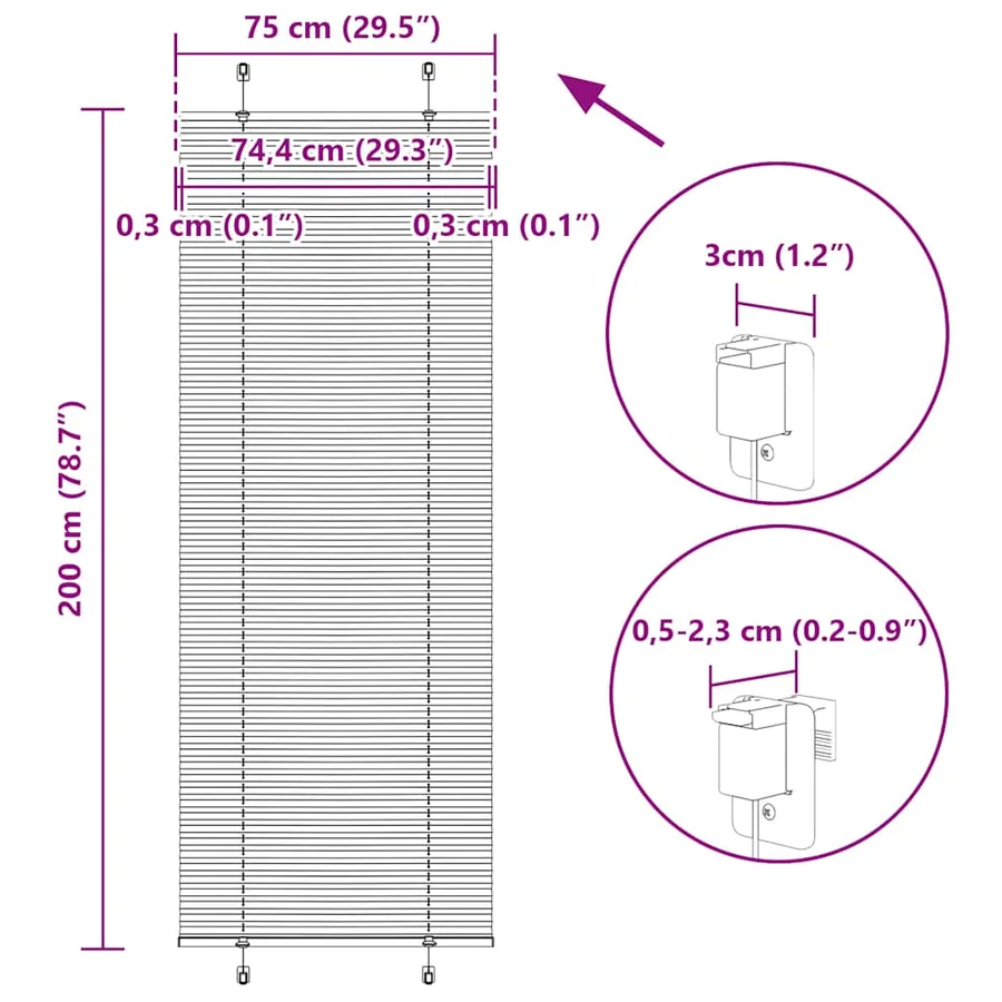 Store plissé crème 75x200 cm largeur du tissu 74,4 cm polyester - 14